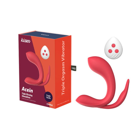 Kissen Acein 10 Function Remote Control Clitoral Vibrator Red - Clit Ticklers and Pulsators