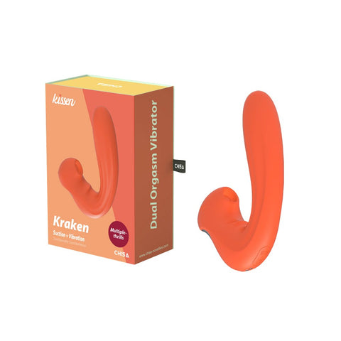 Kissen Kraken 5 Suction Pattern Clitoral Vibrator Orange - Clit Ticklers and Pulsators