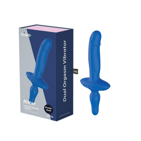 Kissen Ritter Double Orgasm Vibrating Silicone Dildo Blue - Vibrating Dildos
