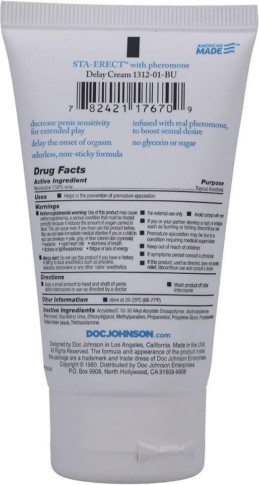 Intimate Enhancements Sta Erect With Pheromone Sex Delay Cream - - Delay and Excite Sprays