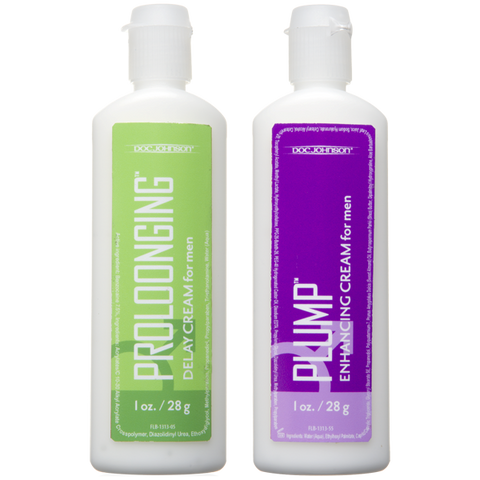 Doc Johnson Prolonging and Plump Cream for Men 2 Pack - Delay and Excite Sprays