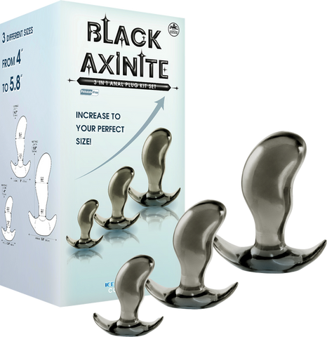 NANMA Corporation Black Axinite 3 In 1 Flexible and Hygienic Anal Plug Kit Set - Butt Plugs