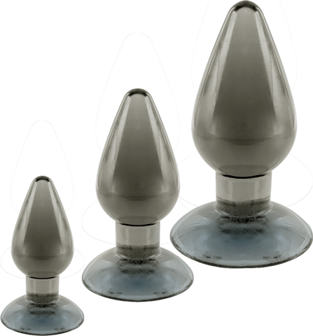 NANMA Corporation Black Axinite 3 In 1 Suction Cup Base Anal Plug Kit Set - Butt Plugs