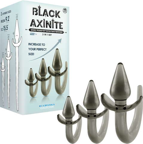 NANMA Corporation Black Axinite 3 In 1 Unique Design Anal Plug Kit with Tail - Butt Plugs
