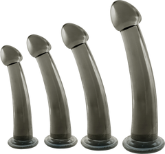 Black Axinite 4 In 1 Suction Cup Base Anal Plug Kit Set - - Butt Plugs