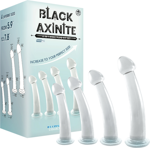NANMA Corporation Black Axinite 4 In 1 Suction Cup Base Anal Plug Kit Set - Butt Plugs