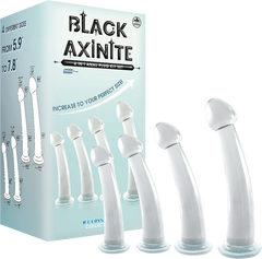 Black Axinite 4 In 1 Suction Cup Base Anal Plug Kit Set - - Butt Plugs