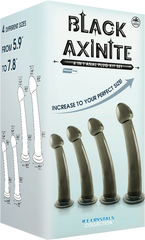 Black Axinite 4 In 1 Suction Cup Base Anal Plug Kit Set - - Butt Plugs
