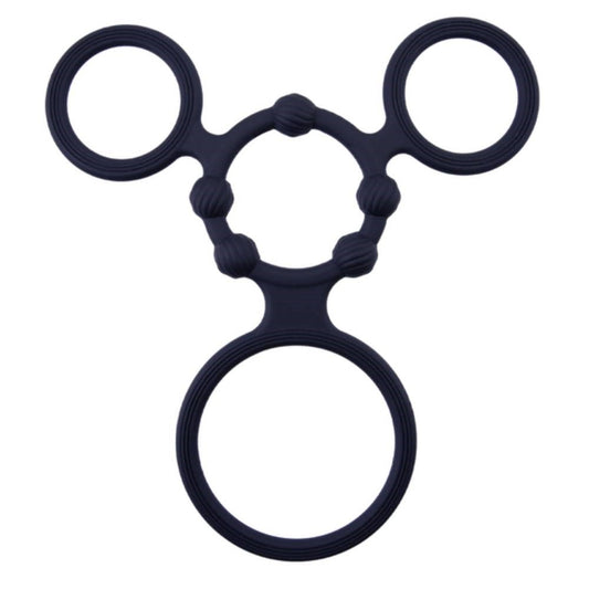 Enduring Silicone Triple Ring With Ball Stretcher - - Ball Stretchers and Crushers