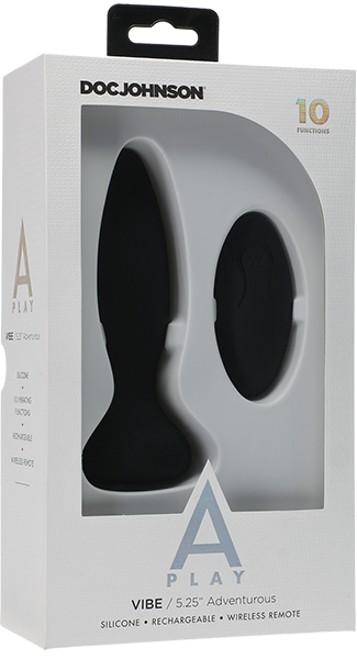 A-Play Vibe Adventurous Remote Control Rechargeable Butt Plug Black - - Butt Plugs