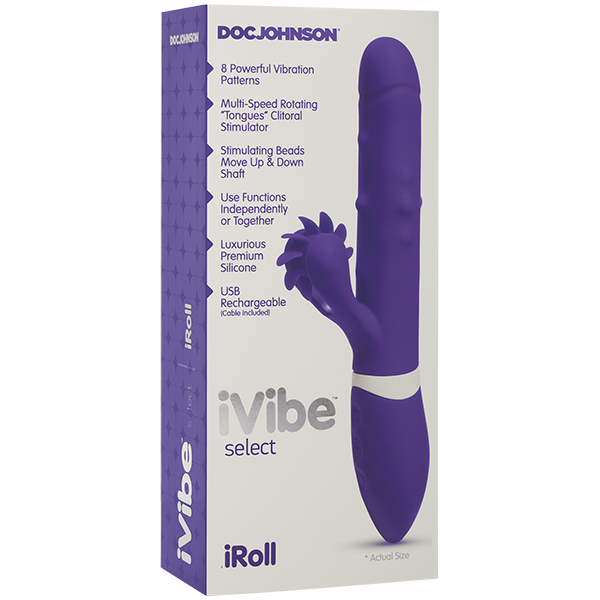 IVibe Iroll Multi Function Rabbit Vibrator With Rotating Tongue Purple - - Rabbit Vibrators