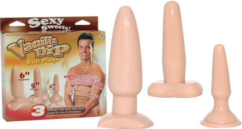 Excellent Power Vanilla Dip Butt Plugs Set Flesh - Butt Plugs