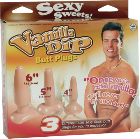 Excellent Power Vanilla Dip Butt Plugs Set Flesh - Butt Plugs