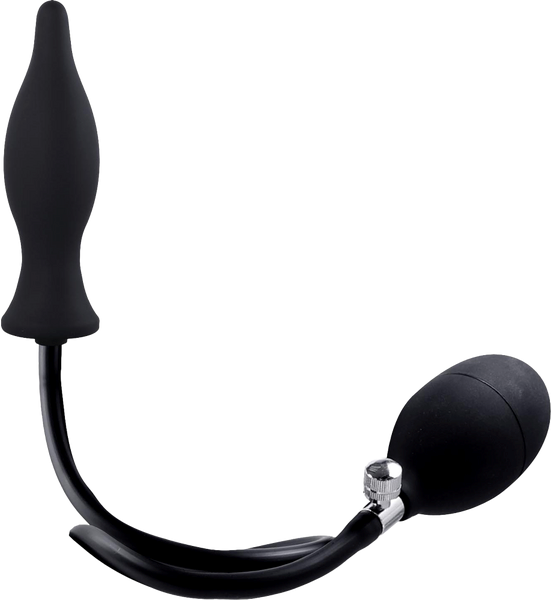 Strafe Inflatable Teardrop Silicone Butt Plug With Pumps Black - - Butt Plugs