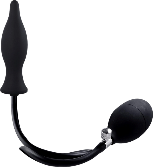 Strafe Inflatable Teardrop Silicone Butt Plug With Pumps Black - - Butt Plugs
