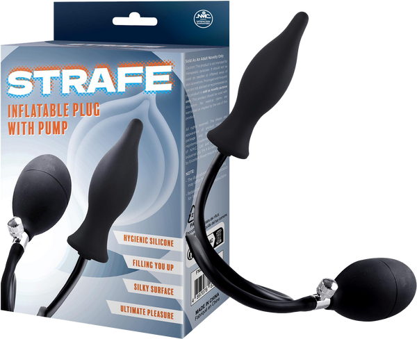 Strafe Inflatable Teardrop Silicone Butt Plug With Pumps Black - - Butt Plugs