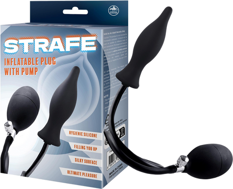NANMA Corporation Strafe Inflatable Teardrop Silicone Butt Plug With Pumps Black - Butt Plugs