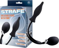 Strafe Inflatable Teardrop Silicone Butt Plug With Pumps Black - - Butt Plugs