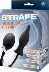 Strafe Inflatable Teardrop Silicone Butt Plug With Pumps Black - - Butt Plugs