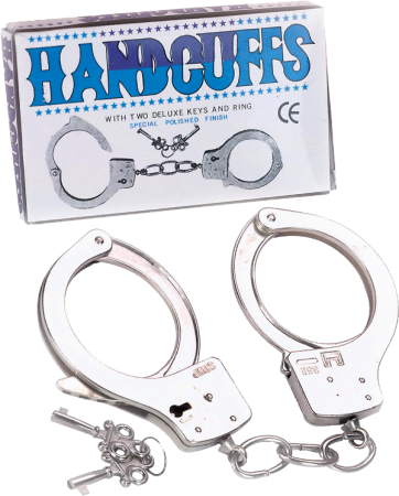 Excellent Power Metal Handcuffs With Two Deluxe Keys & Ring - - Cuffs And Restraints