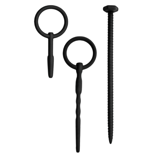 Knot Knot Screw Silicone Urethral Sounding Kit Black - - Urethral Sounds
