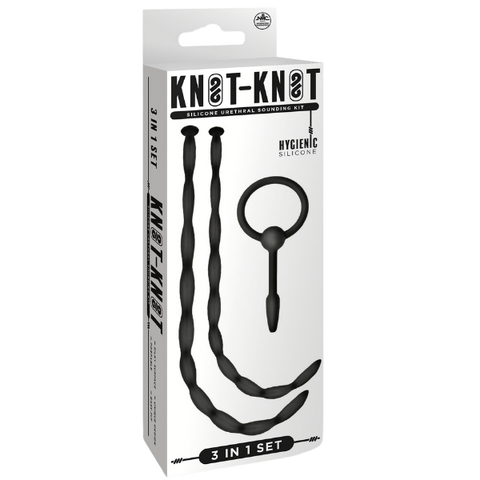 Knot Knot Twist Silicone Urethral Sounding Kit Black - Urethral Sounds