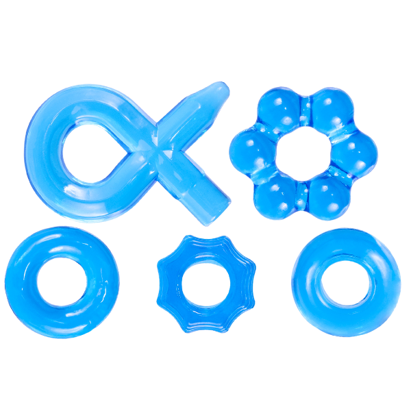 Excellent Power Hardcore Super Stretchy Powerful Cockring Set Blue - - Stretchy Cock Rings