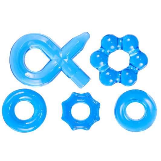 Excellent Power Hardcore Super Stretchy Powerful Cockring Set Blue - - Stretchy Cock Rings