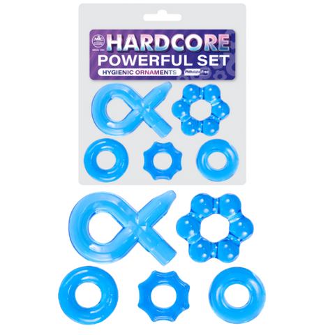 Excellent Power Hardcore Super Stretchy Powerful Cockring Set Blue - Stretchy Cock Rings