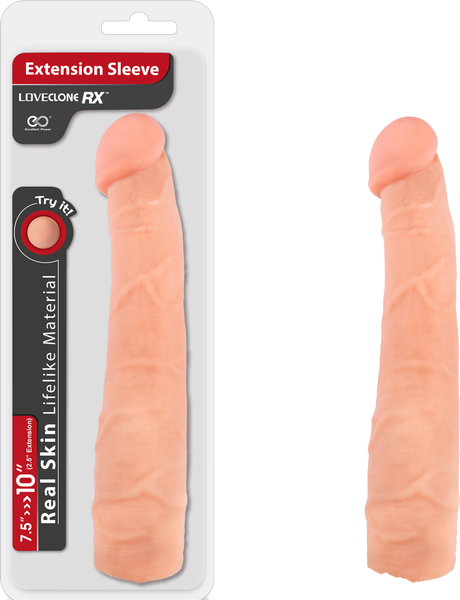 NANMA Corporation Loveclone RX Penis Extension Sleeve 10 Inch Flesh Real Skin - - Penis Sleeves and Extenders