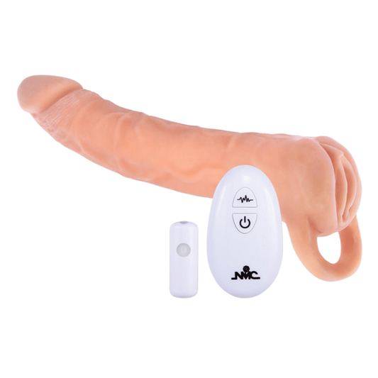 NANMA Corporation Excellent Power Remote Control Vibrating Penis Extendor 9 Inch Flesh - - Penis Sleeves and Extenders
