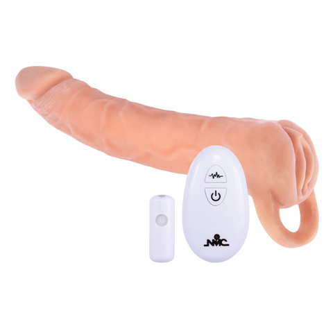 NANMA Corporation Excellent Power Remote Control Vibrating Penis Extendor 9 Inch Flesh - Penis Sleeves and Extenders