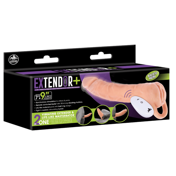 NANMA Corporation Excellent Power Remote Control Vibrating Penis Extendor 9 Inch Flesh - - Penis Sleeves and Extenders