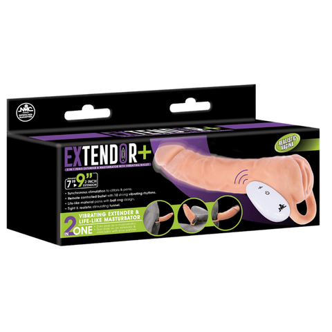 NANMA Corporation Excellent Power Remote Control Vibrating Penis Extendor 9 Inch Flesh - Penis Sleeves and Extenders
