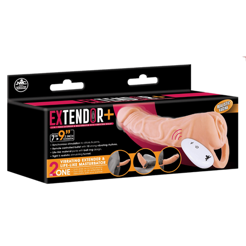 NANMA Corporation Excellent Power Remote Control 10 Function Penis Extendor 9 Inch Flesh - Penis Sleeves and Extenders