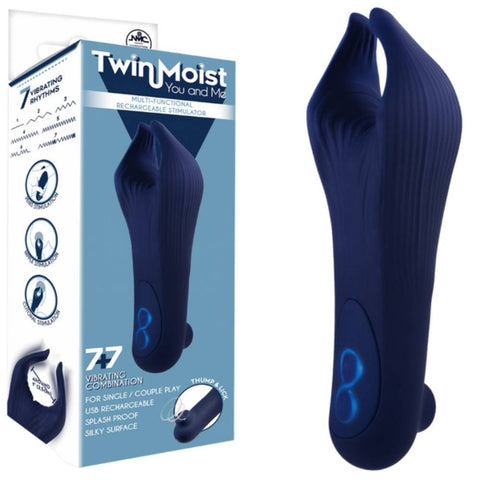 NANMA Twin Moist Multi Functional Rechargeable Stimulator Cock Ring - Clit Ticklers and Pulsators