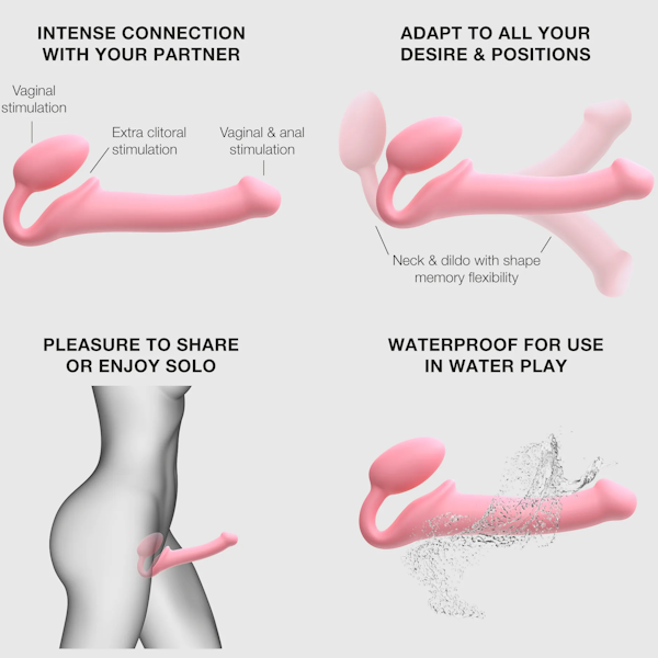 STRAP-ON-ME NEW Bendable Strap-On Flexible Dildo Pink - Strap On Sextoys