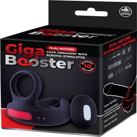 NANMA Corporation Giga Booster Dual Motor Vibrating Cock Ring with Scrotal Stimulator - Vibrating Cock Rings