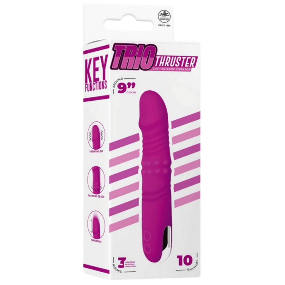 Trio Thruster 3 in 1 Dual Motor Rechargeable G-Spot Silicone Vibrator - - G-Spot Vibrators
