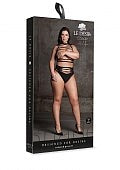 Shots Toys Le Desir Shade Helike XLV Open Cup Crop Top and Pantie Set Black - Bras and Bra Sets