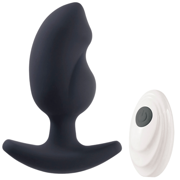 Deep Romance Remote Controlled Vibrating Butt Plug Black - - Butt Plugs