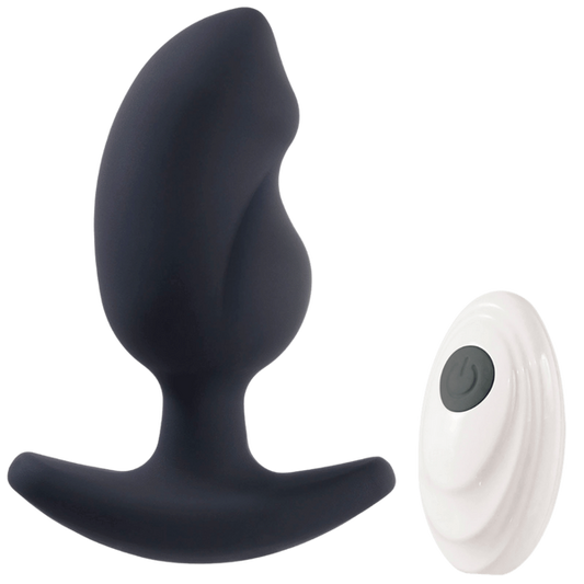 Deep Romance Remote Controlled Vibrating Butt Plug Black - - Butt Plugs