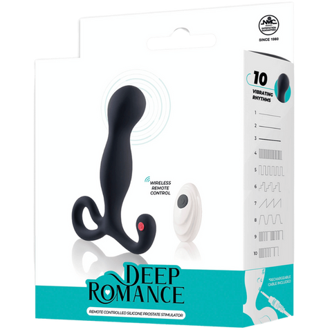 Deep Romance Remote Controlled Silicone Prostate Stimulator Black - Prostate Toys