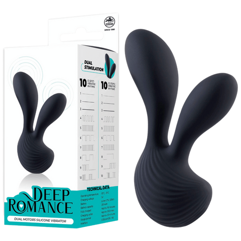 Deep Romance Dual Motors G Spot Silicone Vibrator Black - G-Spot Vibrators