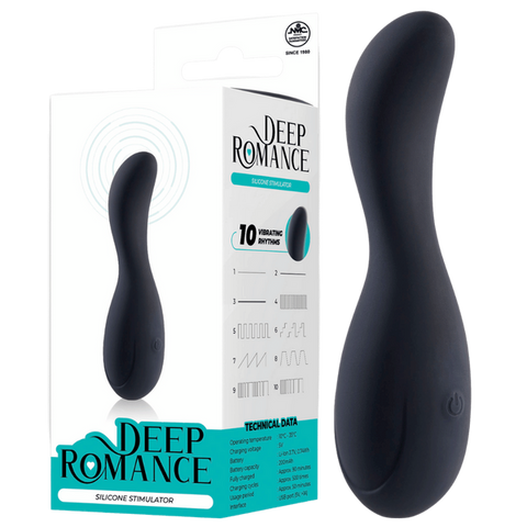 Deep Romance 10 Function G Spot Silicone Stimulator Black - G-Spot Vibrators