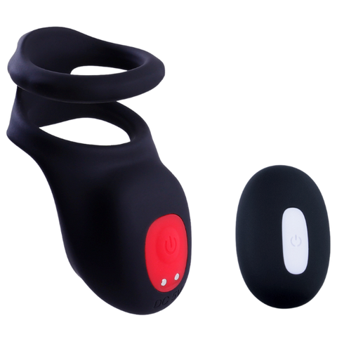 Giga Booster Cock & Scrotal Ring With Clit Stimulator Black - Vibrating Cock Rings