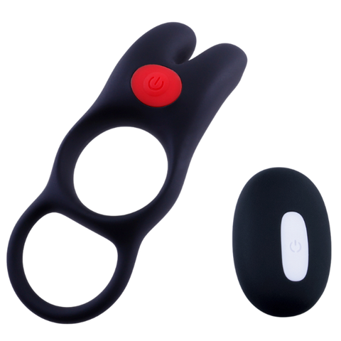 Giga Booster Vibrating Cock & Scrotal Ring With Clit Stimulator Black - Vibrating Cock Rings