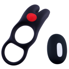 Giga Booster Vibrating Cock & Scrotal Ring With Clit Stimulator Black - - Vibrating Cock Rings
