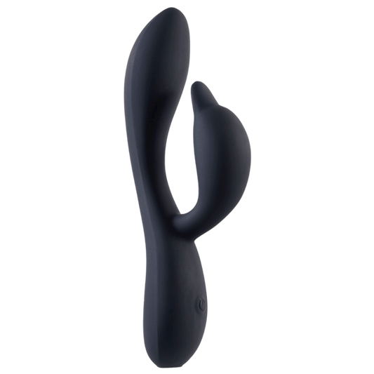 Deep Romance Dual Motor Rabbit Style G Spot Silicone Vibrator Black - - Rabbit Vibrators