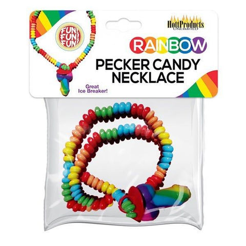 Hott Products Rainbow Edible Pecker Ring Candy Necklace Playful Adult Treat - Party Gifts and Novelties